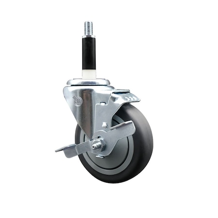 Service Caster 4'' Thermoplastic Rubber Swivel 7/8'' Expanding Stem Caster with Brake SCC-EX20S414-TPRB-TLB-78